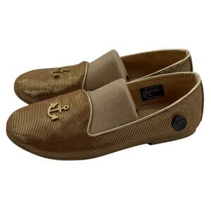 Loly In the Sky Gertrudis Anchor Metallic Gold Flats Preppy Nautical Size 7.5